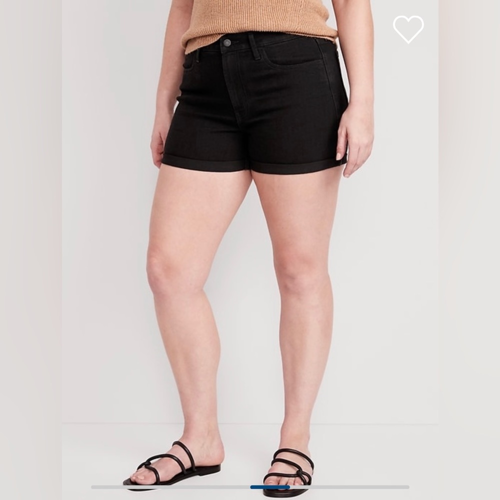 High waisted black denim shorts - Size 14